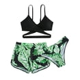 thumbnail image 1 of WIBACKER Tween Girl's 3 Piece Swimsuits V-Neck Criss Cross Bikini Bathing Suit with Beach Shorts, 1 of 7