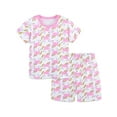 thumbnail image 1 of WIBACKER Two-Piece Pajamas for Girls Cute Unicorn Summer Short Sleeve PJ Set Kids Sleepwear 3-8T, 1 of 8