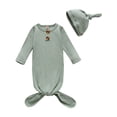 thumbnail image 1 of WIBACKER Unisex Newborn Baby Cotton Sleeper Gowns with Cap Long Knotted Sleeping Bag 3-6 Months, 1 of 7