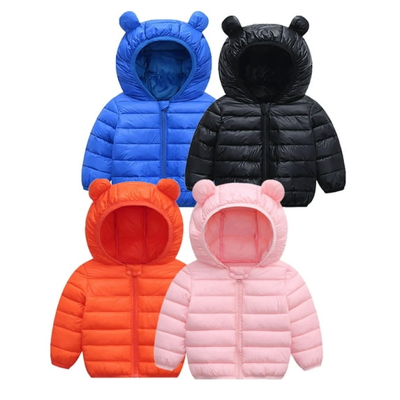 WIBACKER Winter Down Coats for Kids Baby Boys Girls Light Puffer Padded Jacket Bear Hoods Toddler Outerwear