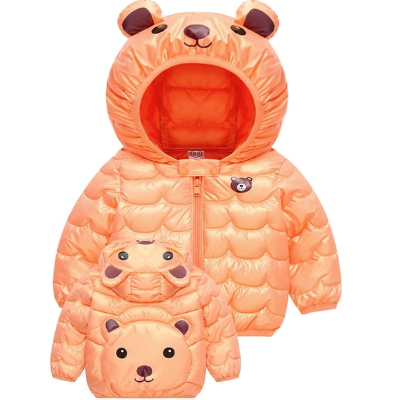 WIBACKER Winter Down Coats for Toddler Boys Girls Light Puffer Padded Jacket Bear Hoods Baby Outerwear