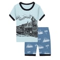 thumbnail image 1 of WIBACKER for Boy 2-Pieces Pajama Set Toddler Kids Short Sleeve Sleepwear Little Boys Cotton 100% Train Summer Pjs, 1 of 12