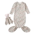 thumbnail image 1 of WIBACKER Knotted Newborn Sleeper for Unisex Baby Boy and Girl, Soft Stretchy Long Sleeve Infant Gowns with Bear Security Blanket Snuggle Toy, 1 of 16