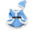 thumbnail image 1 of WIBAKCER Newborn Baby Girl Christmas Outfits Toddler Santa Long Sleeve Romper Dress Hat Cosplay Santa Clothes Set 0-18 Months, 1 of 8