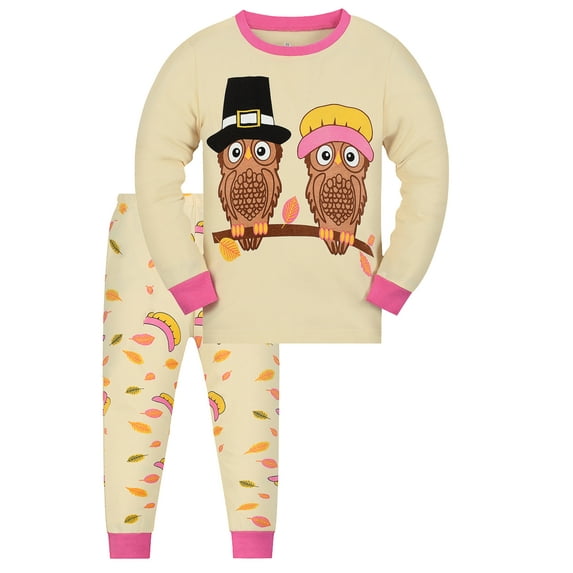WIBAKCER Two-Piece Pajama Set for 2-9 Years Girls, Cotton Toddler Sleepwear Long Sleeve Pants Pajamas for Kids
