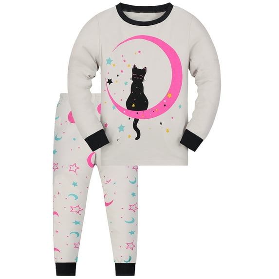 WIBAKCER Two-Piece Pajama Set for 2-9 Years Girls, Cotton Toddler Sleepwear Long Sleeve Pants Pajamas for Kids