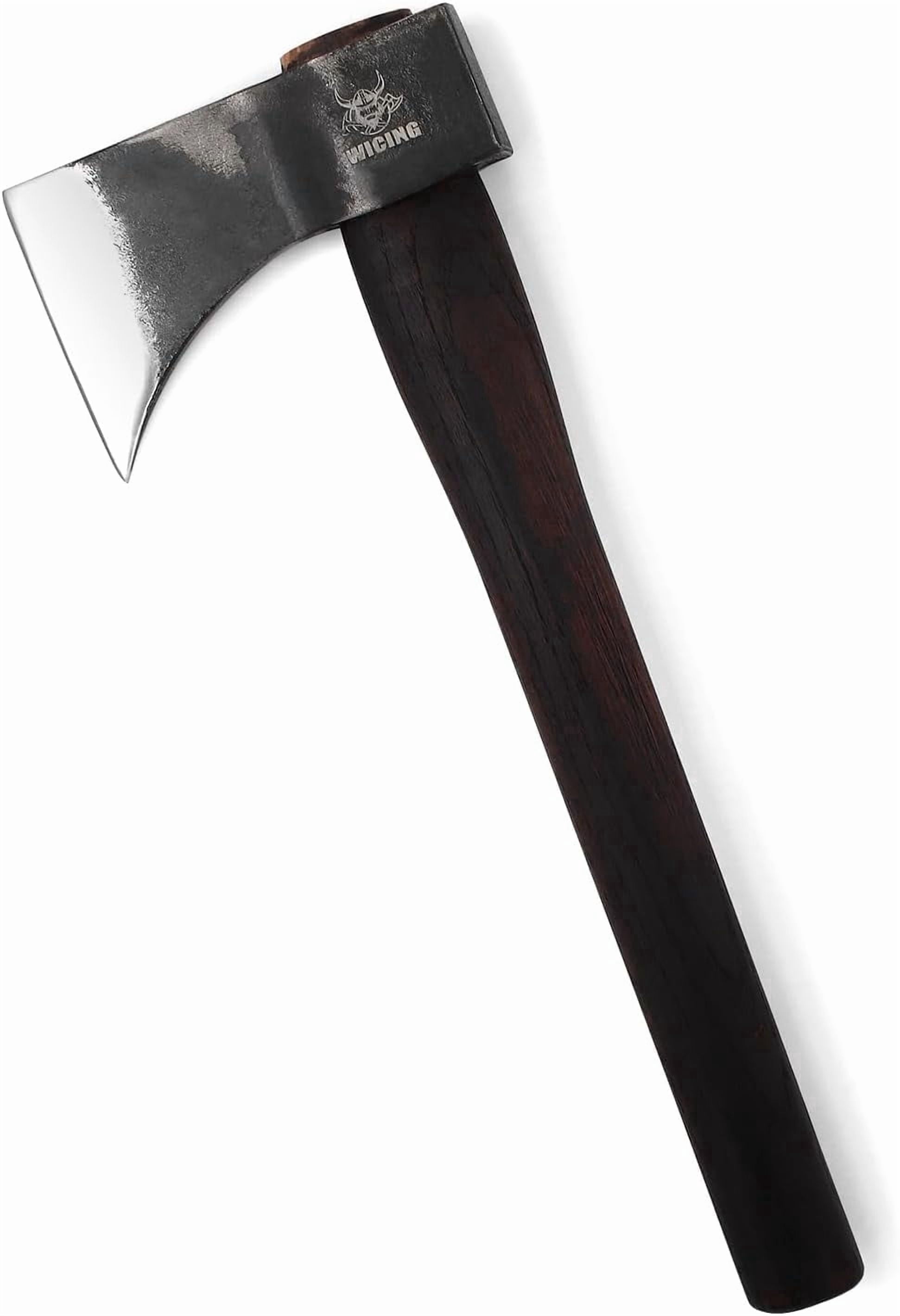 WICING 15.7" Hatchet, 1065 Manganese Steel Blade with Beech Wood Handle, Balanced Hand Axe for Outdoor Use