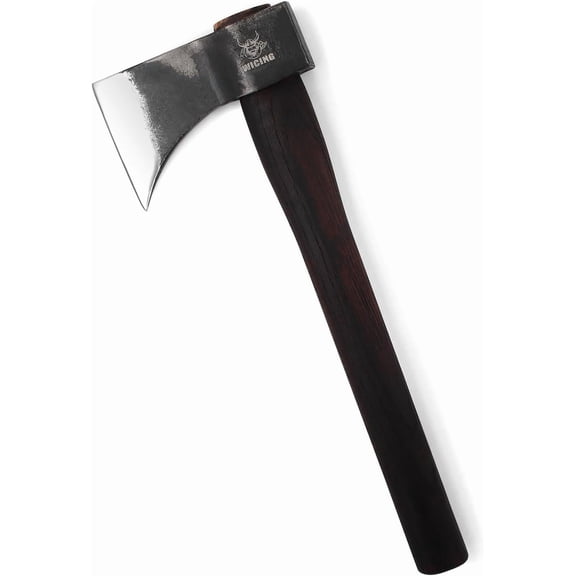 WICING 15.7" Hatchet, 1065 Manganese Steel Blade with Beech Wood Handle, Balanced Hand Axe for Outdoor Use, 3-Pack
