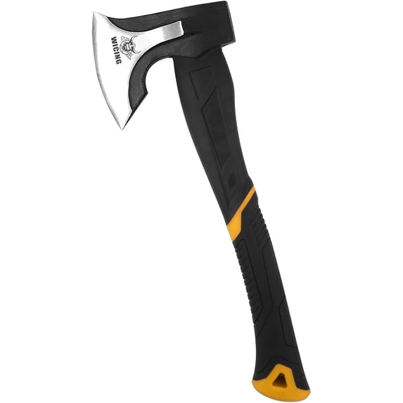 WICING Splitting Axe, 15" Camping Hatchet, Chopping Axe 1065 High Manganese Steel and Ergonomic Fiberglass Handle