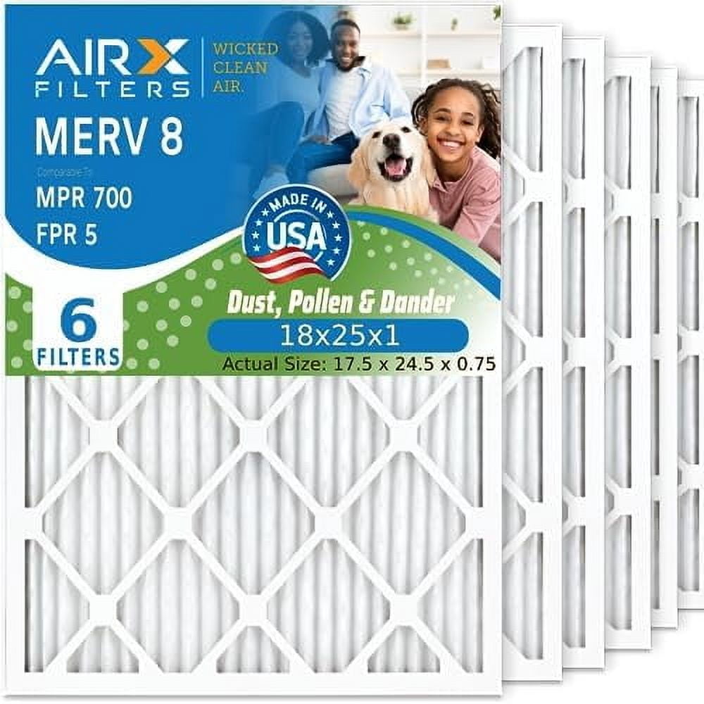 MervFilters 18x25x1 Air Filter, MERV 8, MPR 600, 12 Pack - AC Furnace Air Filter For Dust, Pollen, Pet Hair, Lasts 3 Months