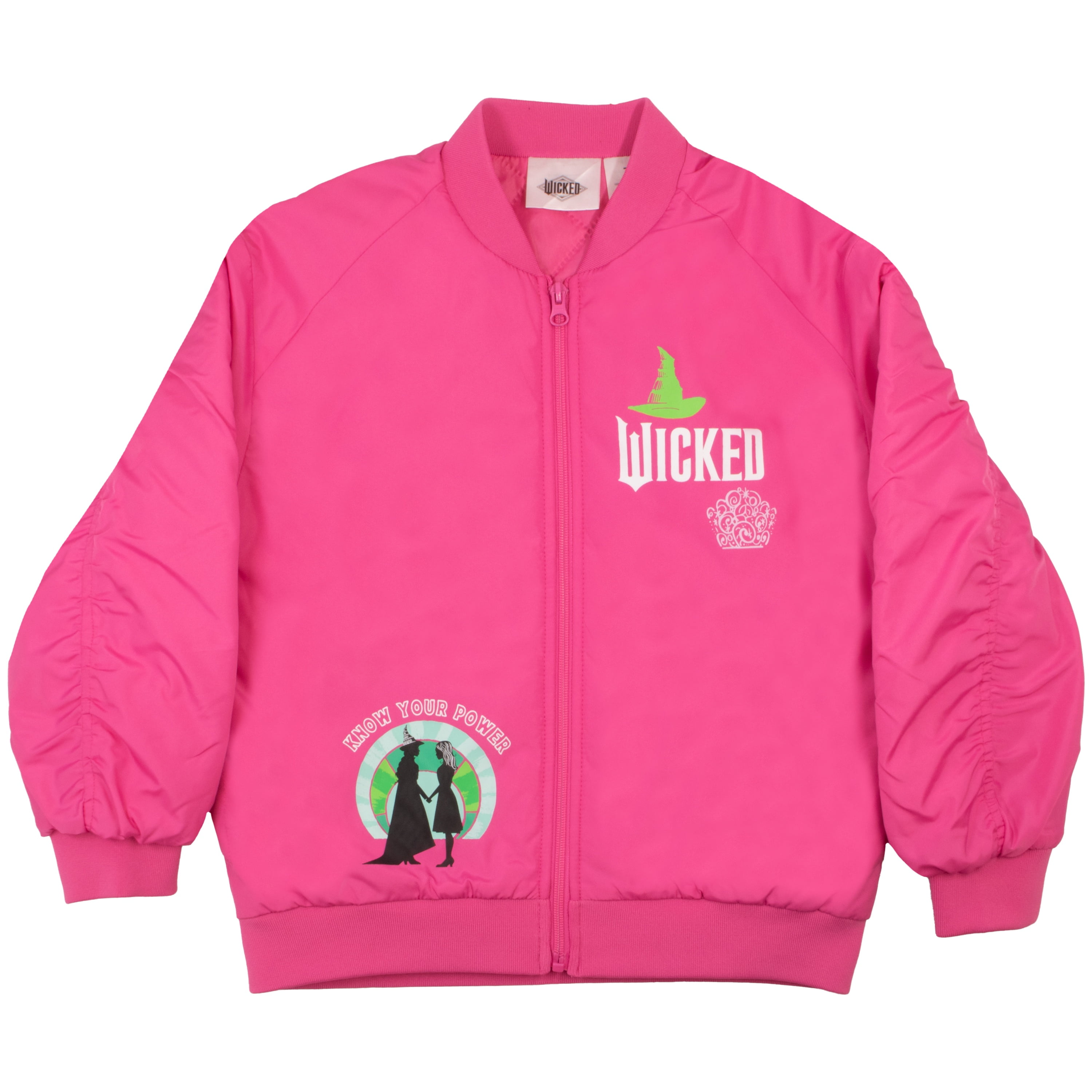 WICKED Girls Zip-Up Bomber Jackets WICKED Logo Graphic Print