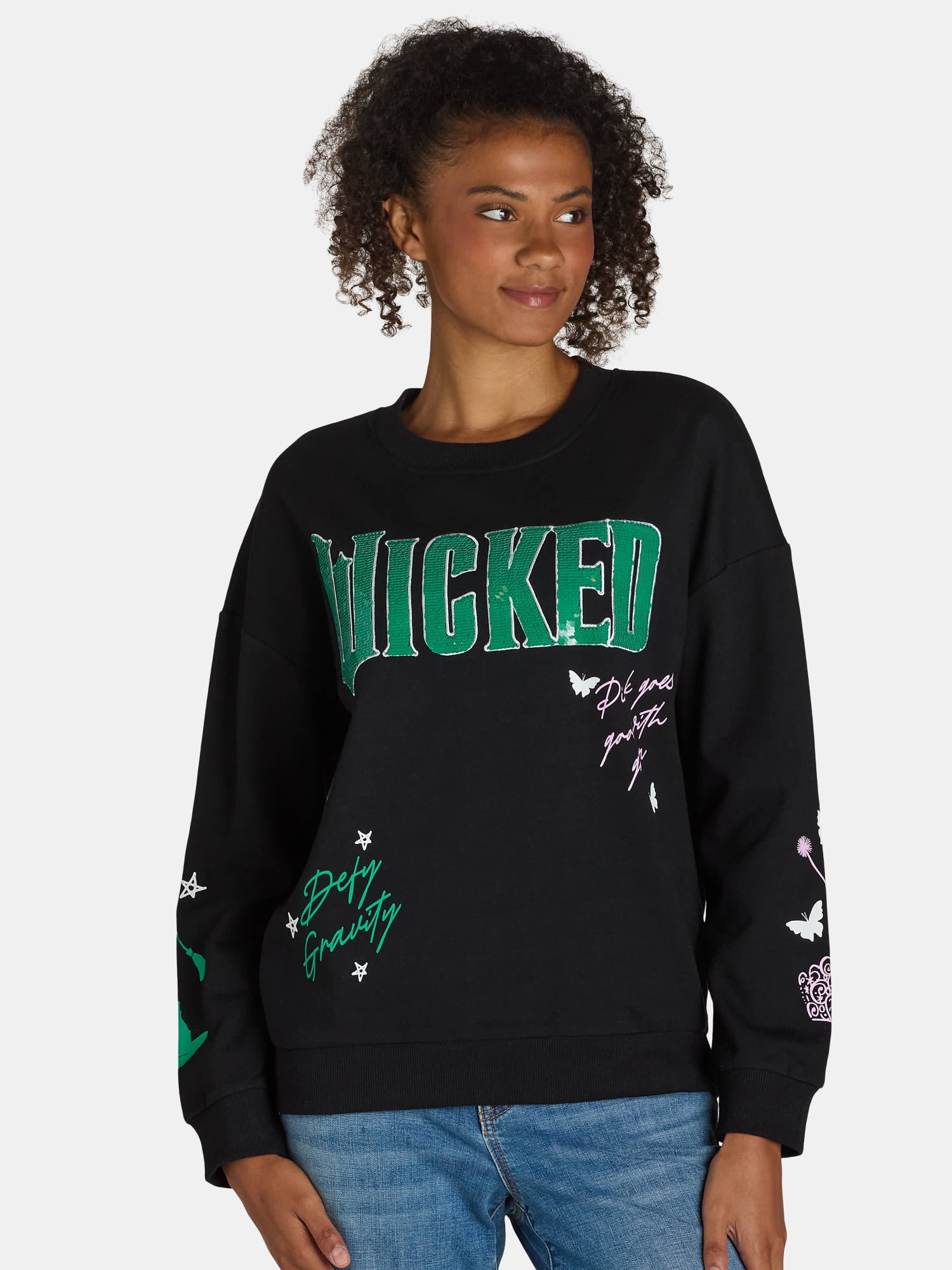 Wicked Embroidered Graphic Sweatshirt Women s Walmart