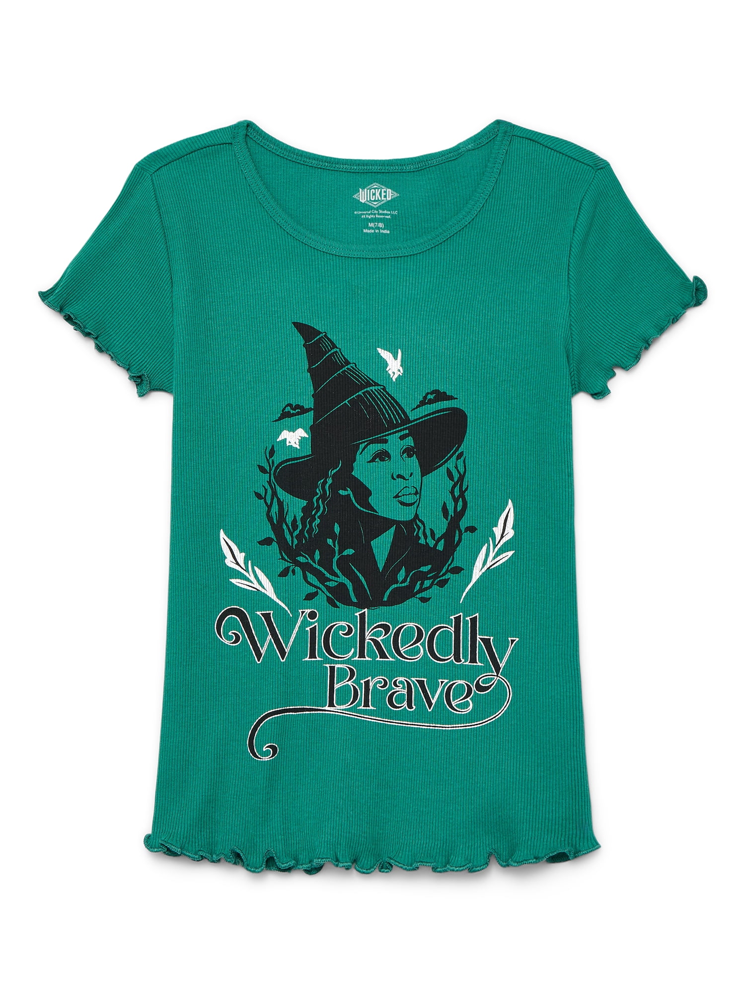 Wicked: For Good Girls' Elphaba Foil Graphic Cotton Tee with Short Sleeves, Sizes 4-16