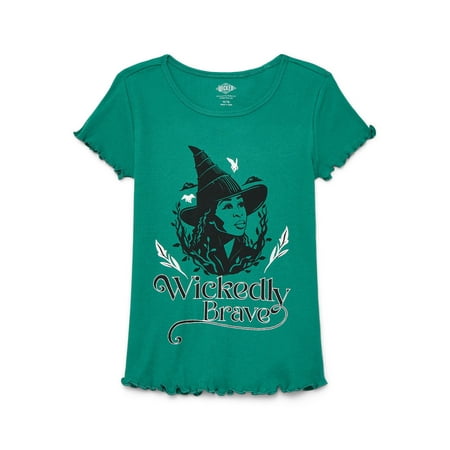 Wicked: For Good Girls' Elphaba Foil Graphic Cotton Tee with Short Sleeves, Sizes 4-16