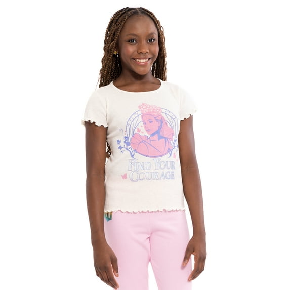 Wicked: For Good Girls' Glinda Foil Graphic Cotton Tee with Short Sleeves, Sizes 4-16