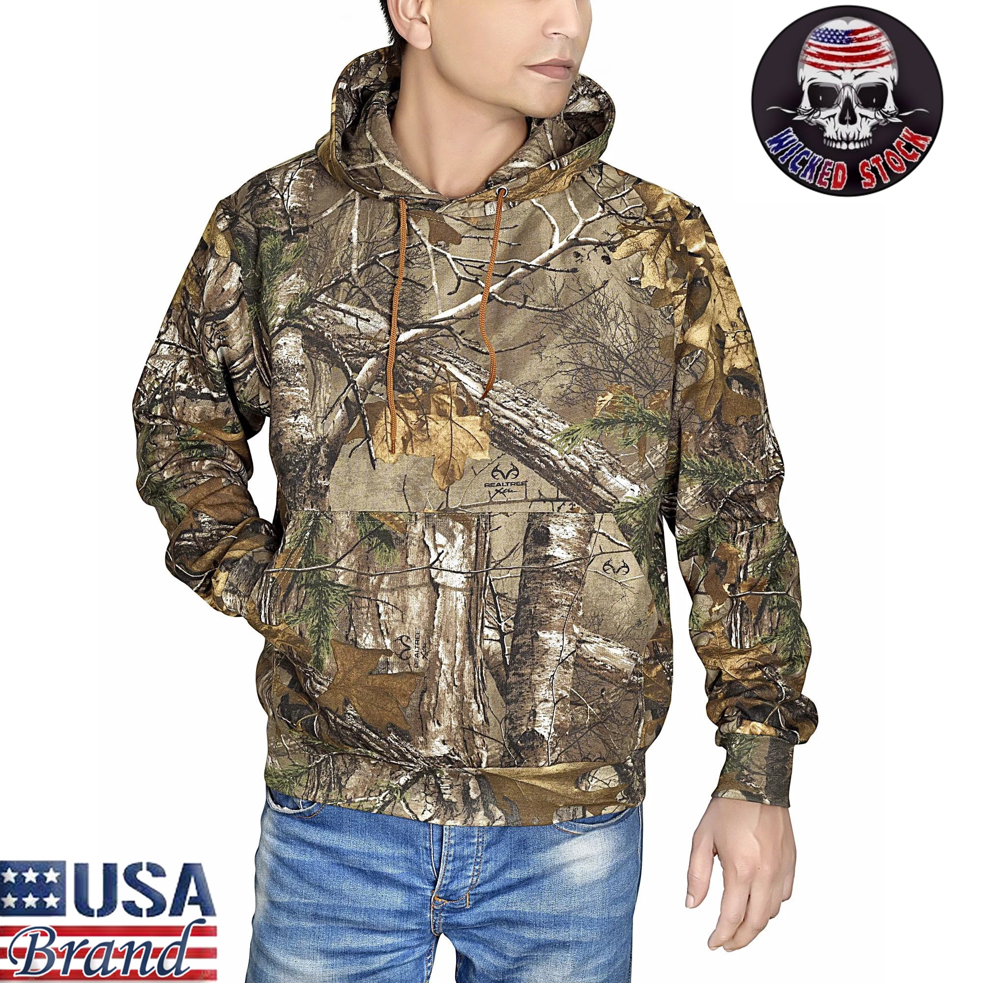 WICKED STOCK Men s Realtree Xtra Camo Hoodie Hunting Sweatshirt Outdoor Fleece Sweatshirt Walmart