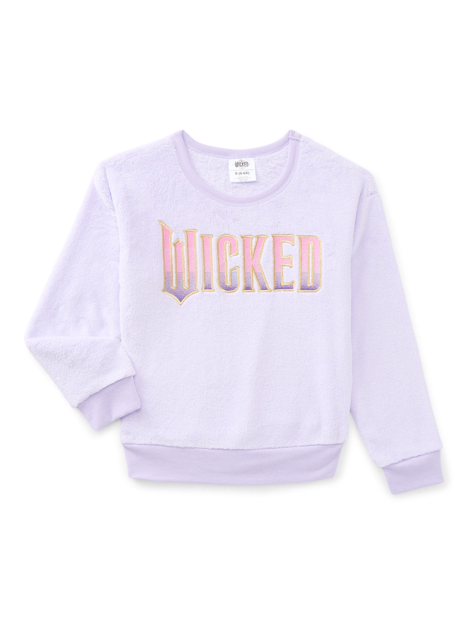 Wicked Girls Graphic Plush Sweatshirt with Embroidery, Sizes 4-16