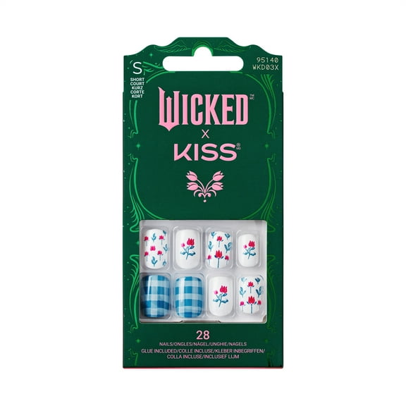 WICKED x KISS Press on Nails, Marvelous Munchkinland, Blue, Short Squoval, 28 Count