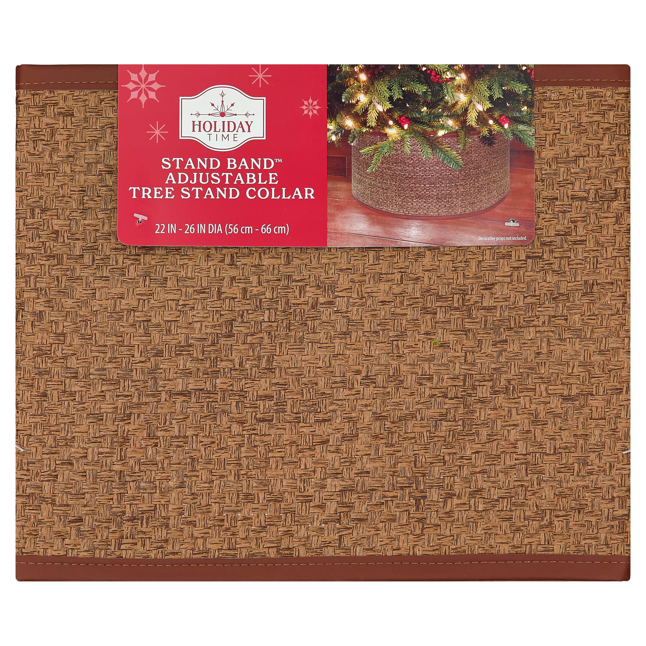 Wicker Stand Band Adjustable Christmas Tree Collar, Brown, 22"-26", by Holiday Time