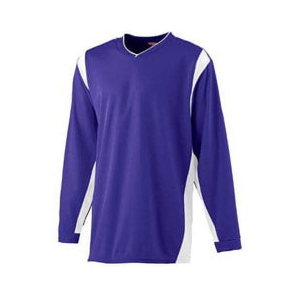 WICKING Long Sleeve Warmup ShIrt - PURPLE/ WHITE - XS AS4600