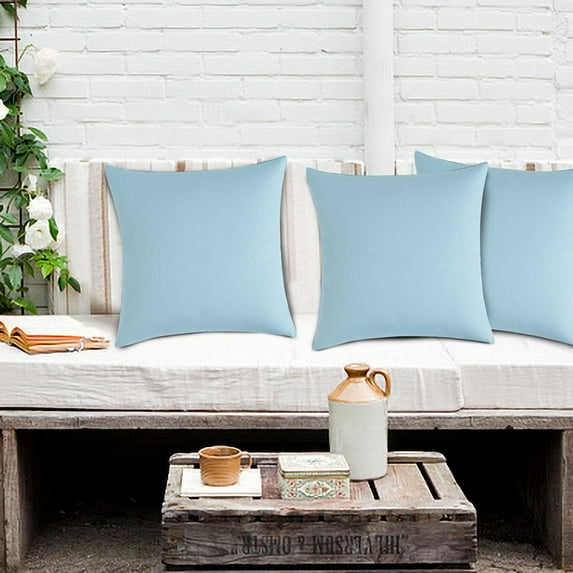 WICVIK 1 Pack Outdoor Waterproof Solid Throw Decorative Pillow Cover Decorative Square Outdoor Pillows Cushion Case Patio Pillows for Couch Tent Sunbrella, Blue 18x18 inches 45x45 cm