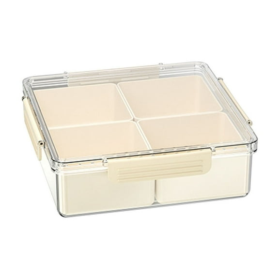 WICVIK Clear Divided Serving Tray with Lid, Portable Square Plastic Veggie Tray, Platter Food Storage Container Box for Candy, Appetizer, Snack, Dried Fruit, Nuts, Vegetable, Party