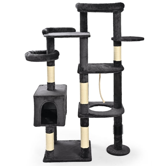 Vibrant Life Heavy Duty 8-Level 61" Cat Tree with Condo, Dark Gray