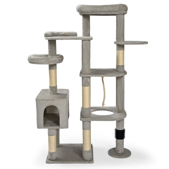 Vibrant Life Heavy Duty 8-Level 61" Cat Tree with Condo, Light Gray