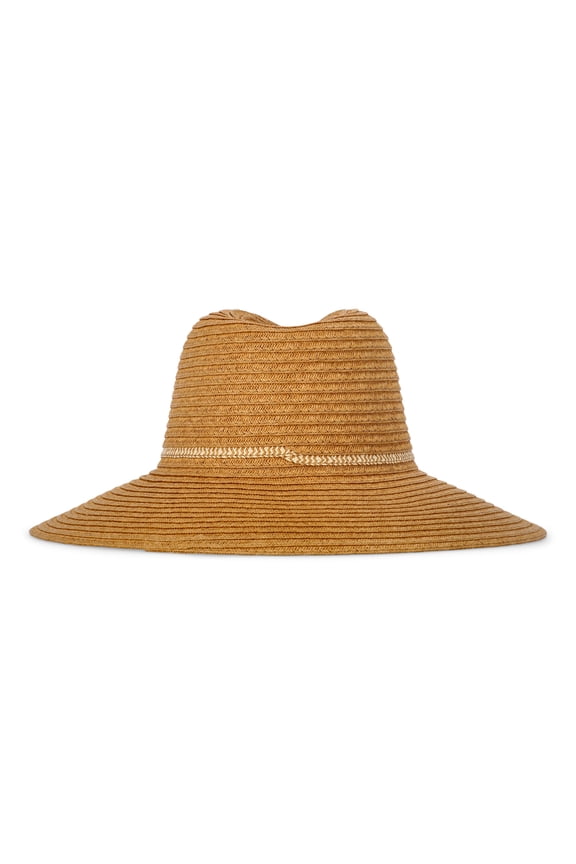 Women's Wide Brim Panama Hat, Dark Natural