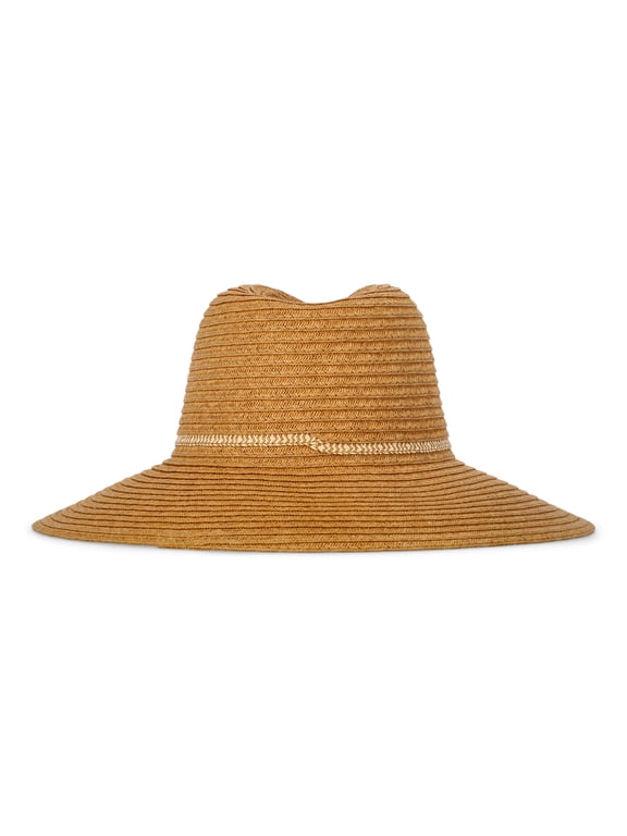 Women's Wide Brim Panama Hat, Dark Natural