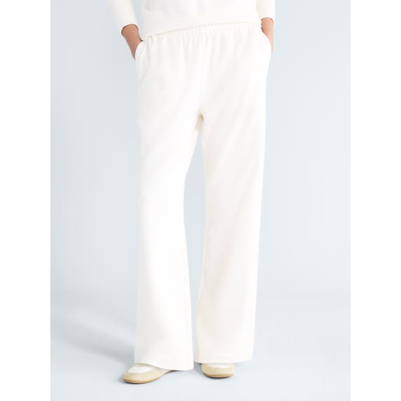 Free Assembly Women's and Women's Plus Wide Leg Sueded Terry Sweatpants, 30" Inseam, Sizes XS-4X