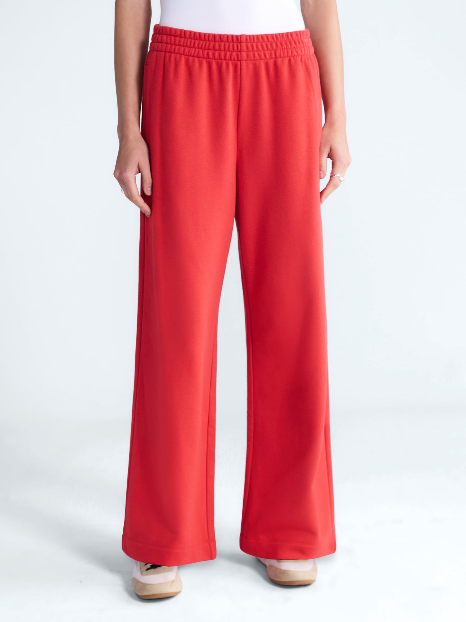 Free Assembly Women's and Women's Plus Wide Leg Sueded Terry Sweatpants, 30" Inseam, Sizes XS-4X