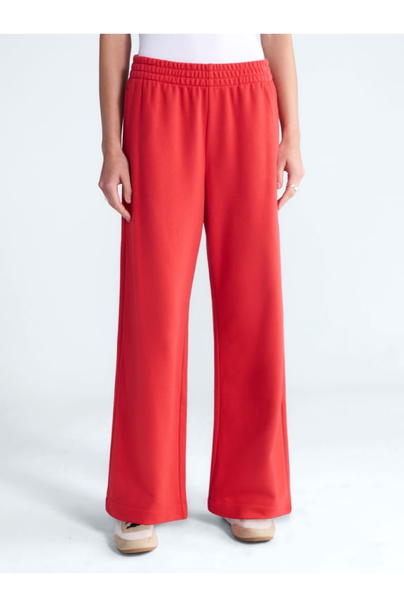 Women's and Women's Plus Wide Leg Sueded Terry Sweatpants, 30" Inseam, Sizes XS-4X