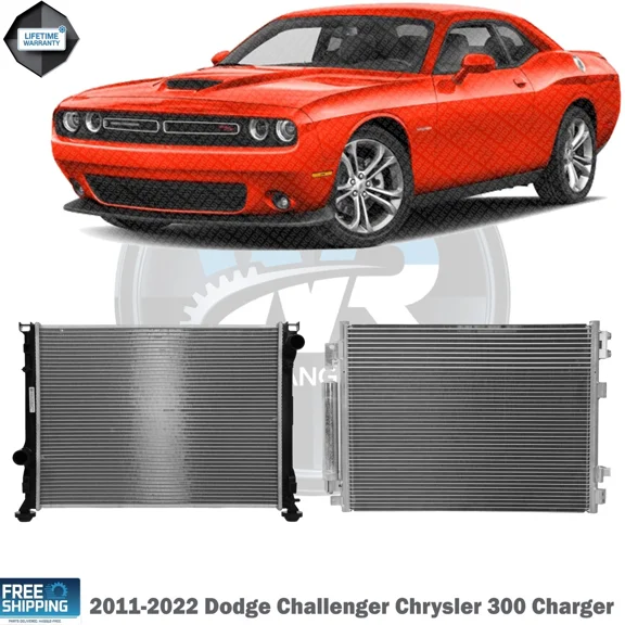 WIDE RANGE PARTS Front A/C Condenser & Radiator Direct Replacement Compatible With 2011-2022 Dodge Challenger Chrysler 300