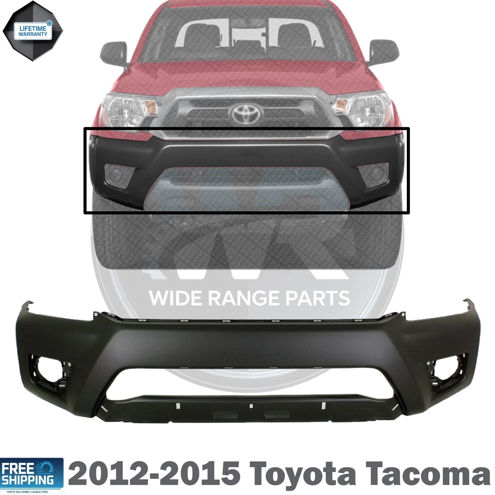 To1004177 WIDE RANGE PARTS Front Bumper Textured Plastic Direct Replacement ...
