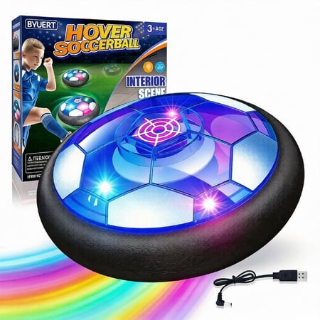 WIDELAND 2 in 1 Hover Soccer Ball Set, USB Rechargeable Air Power Soccer Kids Toys with LED Lights and Foam Bumper Protection for kids Ages 3+ Indoor/Outdoor Games, Christmas Birthday Gifts