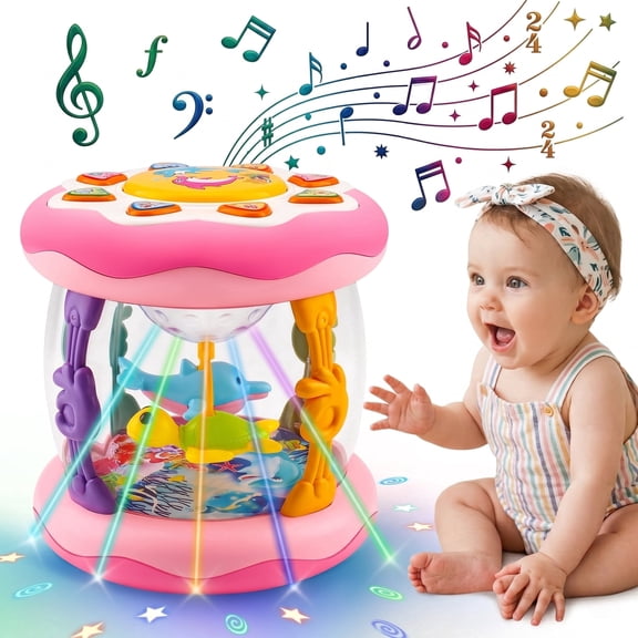 WIDELAND Baby Girl Toys for 0-6 Months, Newborn Aquarium Ocean Rotating Projector Music Light Up Toy Tummy Time Infant Toys, 6-12 Month Girls 1 Year Old Baby Birthday Shower Gifts