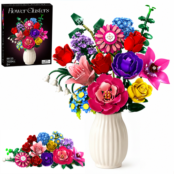 WIDELAND Flower Bouquet Building Set Compatible with Lego, 1020 PCS Botanical Collection Building Block , Christmas, Mother's Day, Valentine's Day Birthday Gift Toys for Girls Women 6+