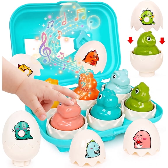WIDELAND Dinosaur Easter Egg Toys for Toddlers 1-3, Easter Basket Stuffers, Sensory Educational Learning Matching Games, Easter Birthday Gifts Prefilled Eggs for 3 Year Old Girls Boys