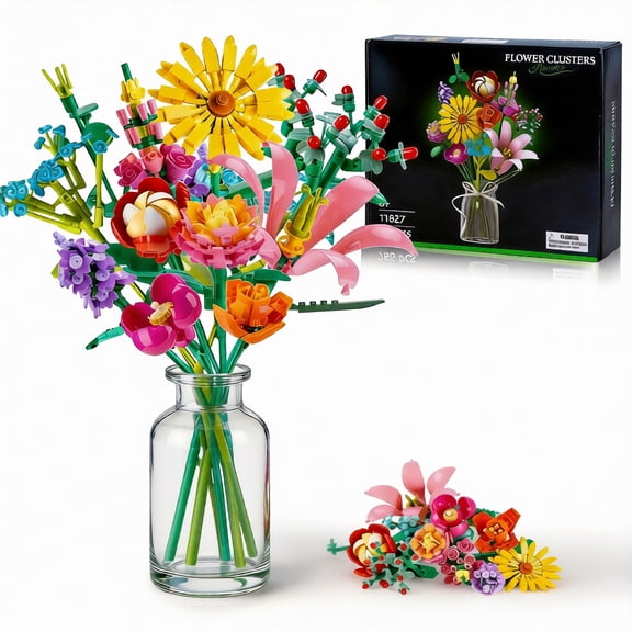 WIDELAND Flower Bouquet Building Kit for Adults, 756 Pieces Botanical Building Set with 11 Realistic Flowers, DIY Floral Home Decor, Creative Gift for Women, Girls, Valentine’s Day, Mother’s Day