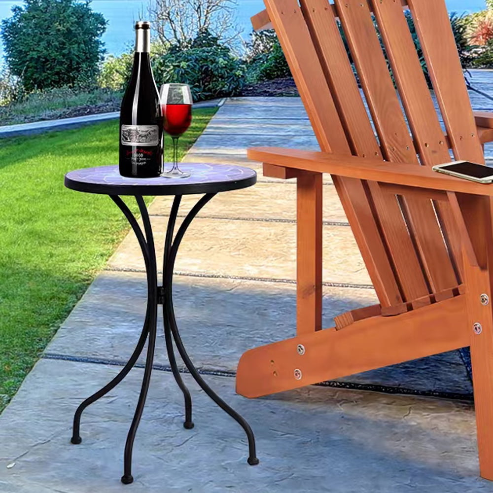 WIDELUCK Mosaic Outdoor Side Table, Patio Side Table, 21" Height Round