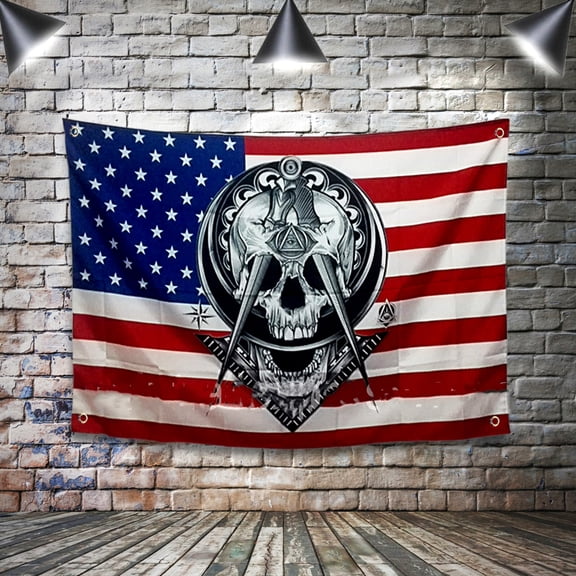 WIDOW'S SON USA FLAG Knights Templar Art Posters and Prints Wall Chart Tapestry Masonic Wall Art Banner Hanging Flag Canvas Painting Tattoo Studio Room Home Decoration,49X75 inches