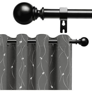 WIDYANA Black Curtain Rods for Window 30 to 48 inches Adjustable 1 inch Diameter with Brackets