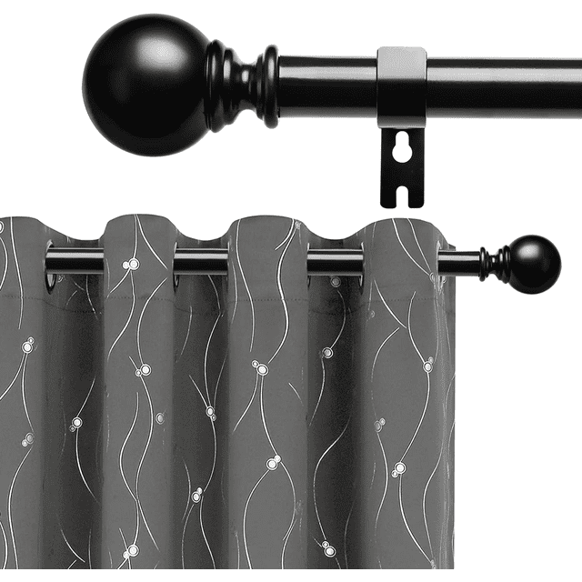 WIDYANA Black Curtain Rods for Window 48 to 84 inches Adjustable 1 inch ...