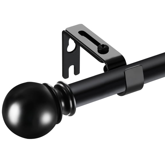WIDYANA Black Curtain Rods for Windows 30 to 62 inches with Adjustable Brackets, 5/8" Diameter