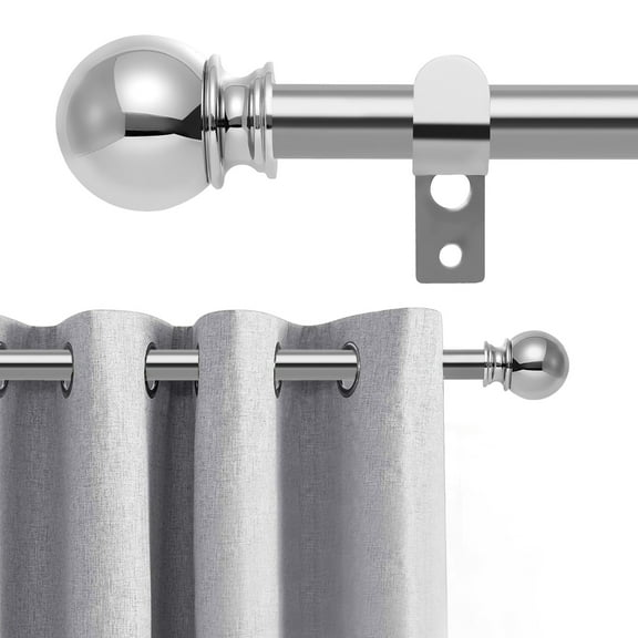 WIDYANA Silver Curtain Rods for Window 30 to 48 inches Adjustable 1 inch Diameter with Brackets