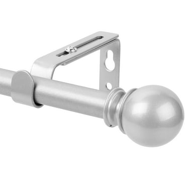 WIDYANA Silver Curtain Rods for Windows 48 to 84 inches with Adjustable Brackets, 5/8" Diameter