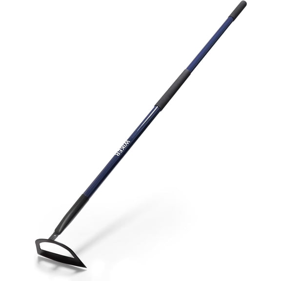WIEKR Sharp Garden Hoe  Heavy Duty Weeding Hoe with Long Fiberglass Handle  Pre-Sharpened Blade for Easy Weeding  Large Hoe for Gardening, Farm, Field