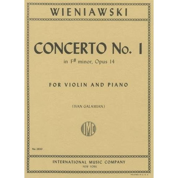 WIENIAWSKI - Concierto n 1 Op.14 en Fa Sost. menor para Violin y Piano (Galamian)