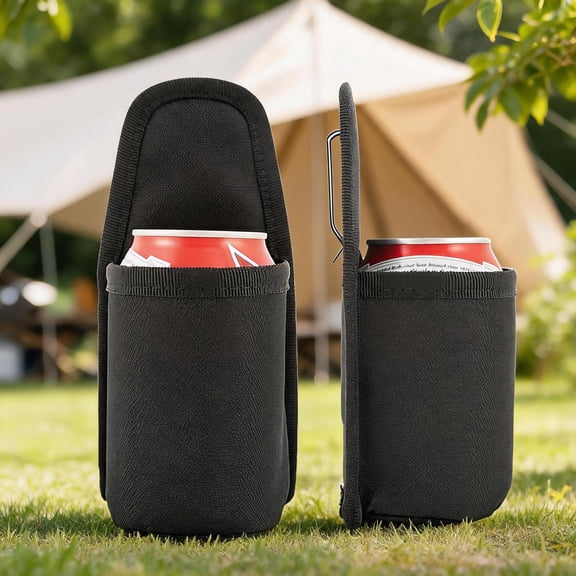 WIERPOP Waist Beverage Set for Fishing and Use, 2 Pack Belt Clip Drink Holder with Open Top Bottle and Can Storage